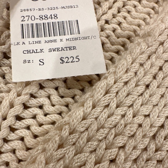 NWT🩷ANNE KLEIN CHALK V-NECK SWEATER WITH TIE SIZE SMALL - Picture 5 of 8